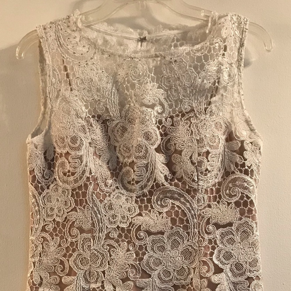 Gorgeous white corded lace sleeveless dress
